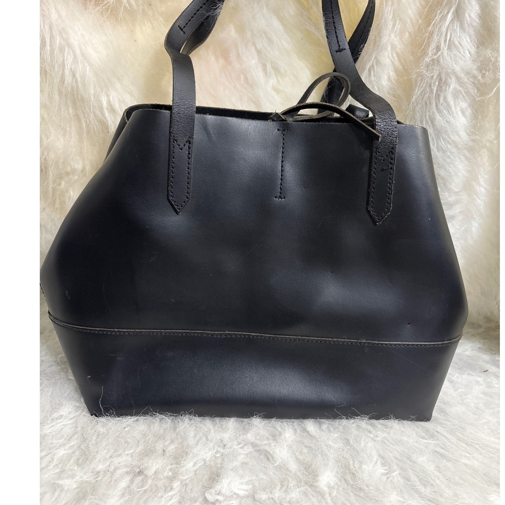 J.Crew Tote Bag Women Medium Leather Black Shopper Shoulder Bag Purse 4 Good